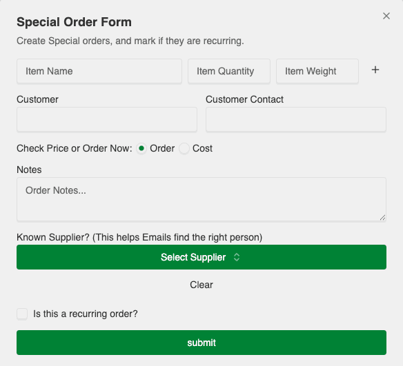 Interal Website Form